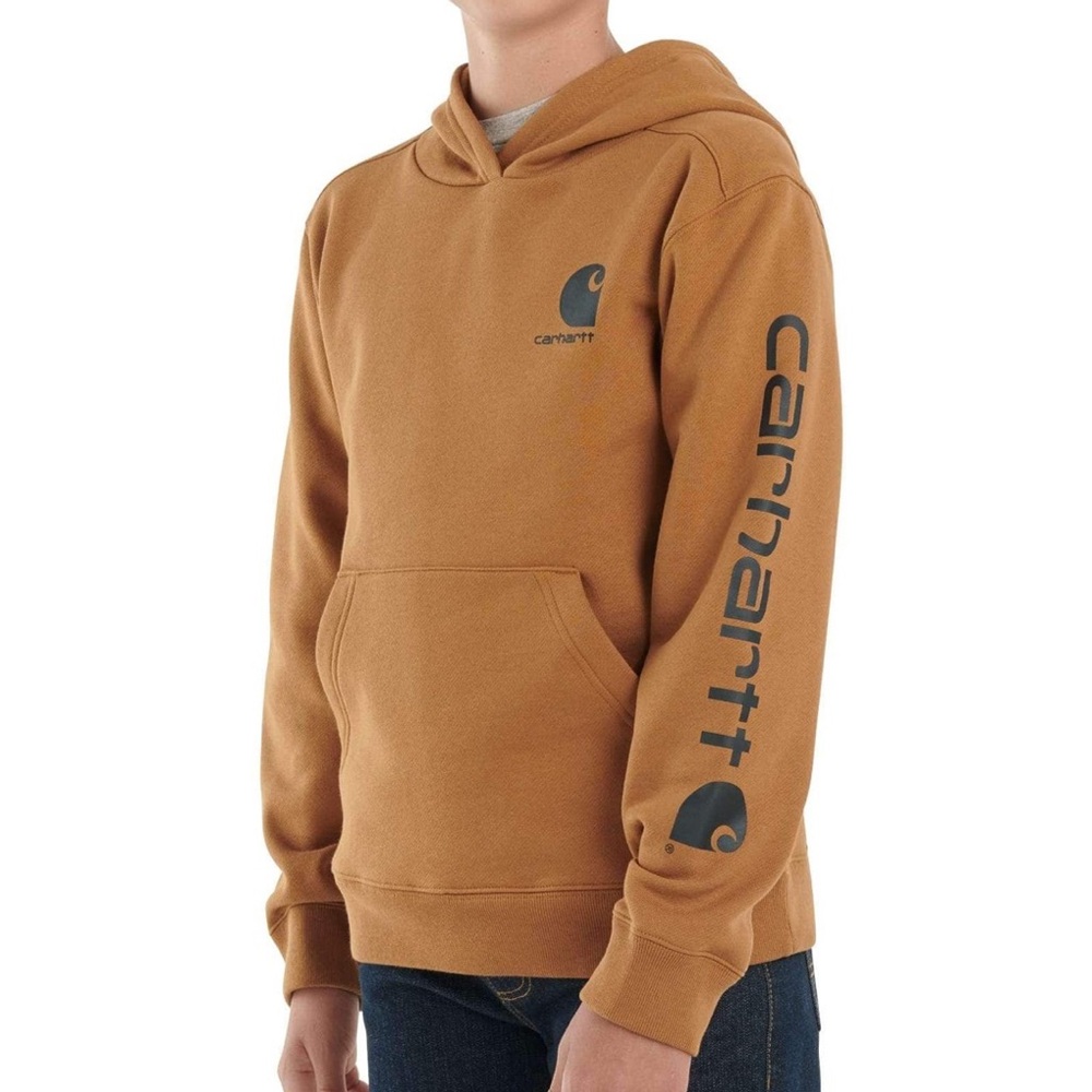 Carhartt Size 4T Long Sleeve Graphic Hooded Sweatshirt Hoodie Pullover Brown